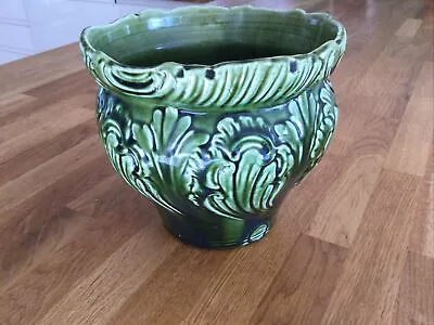 Buy Antique Art Nouveau Style Ceramic Green  Jardiniere Planter Marked Princess • 55£