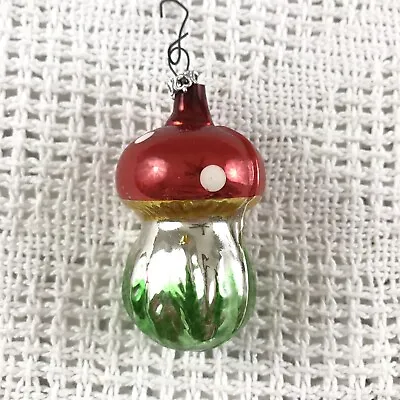 Buy Blown Glass Mushroom Ornament Toadstool Shiny Painted Made In Columbia • 21.21£