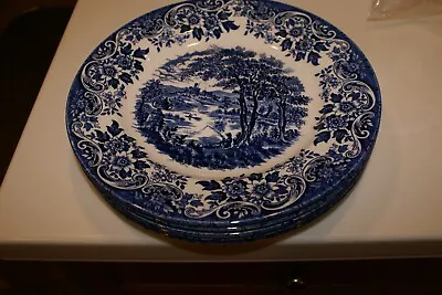 Buy Vintage Churchill Blue Willow 9.5” Plate Staffordshire England Lot Of 5 • 43.16£