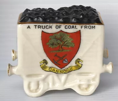 Buy Goss & Crested China: Cannock (staffordshire) Crest On Arcadian China Coal Wagon • 4.99£
