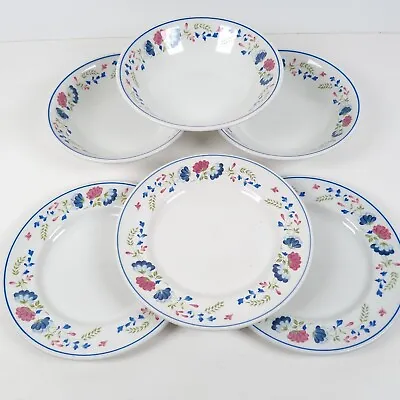 Buy BHS Priory Side Plates 17cm & Cereal Bowls Floral Made In Britain 3 Of Each • 22.59£