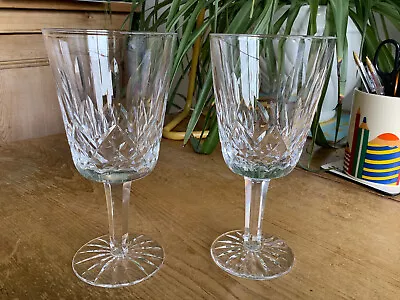 Buy 2 Signed Waterford Crystal Lismore Large Wine / Goblet Glasses 6.7/8  X 3.3/8  • 26£