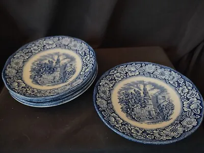 Buy Set Of 5 Staffordshire Liberty Blue Old North Church 5 ¾” Saucers • 21.09£