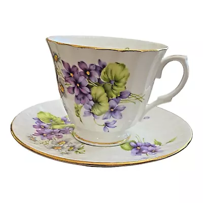 Buy Duchess Bone China Cup & Saucer Set Violets Floral England Vintage Glossy Tea • 14.19£