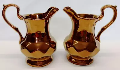 Buy Pair Of Vintage Ceramic Copper/Dark Gold Wade Lustre Ware Milk Jugs • 15£