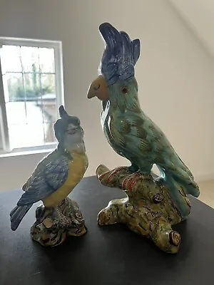 Buy Two Desvres Pottery Parrots Cockatoos Birds. Signed. • 180£