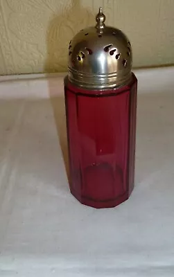 Buy Antique Sugar Shaker Victorian Cranberry Cut Glass Moser Paneled Muffinere • 7.50£