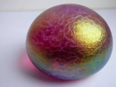Buy  Heron Glass Pink Iridescent Solid Paperweight Signed • 18£