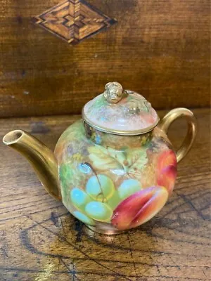 Buy Royal Worcester Painted Fruit Miniature Teapot Gold Porcelain Antique • 1,191.66£
