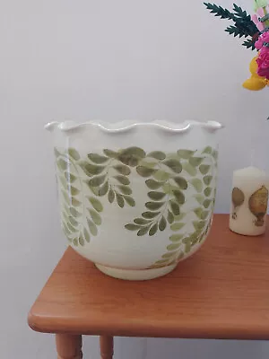 Buy Vintage Large Jersey Pottery Planter 8  Leaf Design, Vintage Plant Pot Big Green • 20£