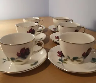 Buy Alfred Meakin Realm Rose Set Of 6 Small Cups And Saucers (1960s) VINTAGE • 14.24£