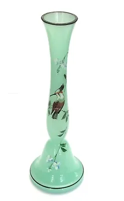 Buy Antique 1930s Czech Art Glass Hand Painted Bird Bud Vase Signed  Czechoslovakia  • 55.21£