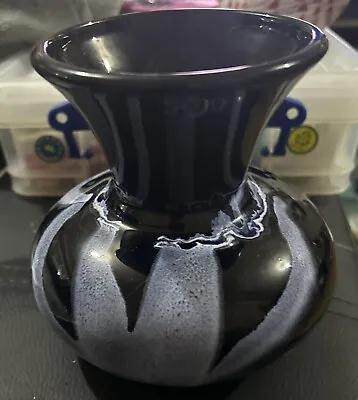 Buy Very Rare Black/Blue Drip Glaze Blue Mountain Pottery Vase. • 32.99£