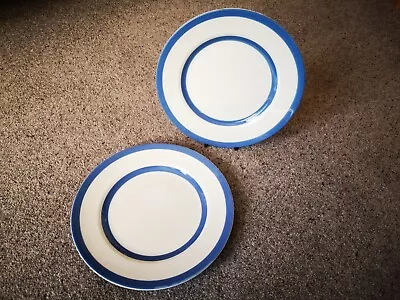 Buy Pair Of T.G. Green Blue Cornishware Plates, Smaller 9 In. Size, Shield Backstamp • 5£