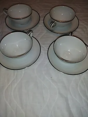 Buy Set Of 4 Noritake China Colony 5932 Platinum Trim And White Cup And Saucers • 9.48£