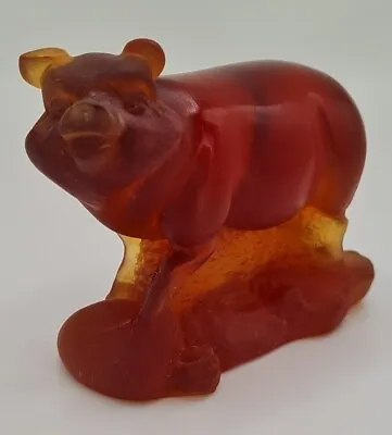 Buy Daum France Pig Chinese Horoscope Pig In Amber French Crystal • 190£