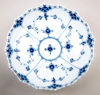 Buy Antique Royal Copenhagen Blue Fluted Full Lace Cake Plate Shallow Bowl #1018 • 361.93£