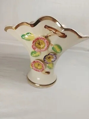 Buy Vintage ARTHUR WOOD Pottery ART DECO VASE Applied Flowers • 19.99£