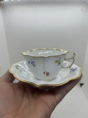Buy Antique Meissen Hand Painted Floral Teacup & Saucer EUC • 134.22£