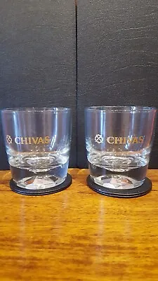 Buy Chivas Whisky Glasses X2 Cut Glass Bottom + 2 Leather Chivas Coasters  Man Cave  • 10£