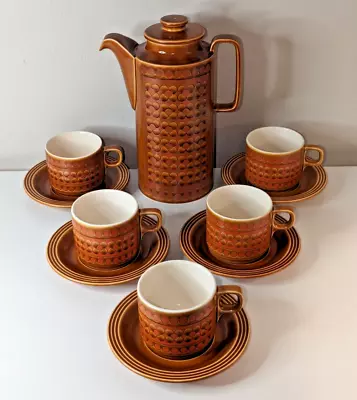 Buy Hornsea - 1972/74 - Saffron -Tall Coffee Pot, 5 Cups, 5 Saucers - Pottery Bundle • 54.99£