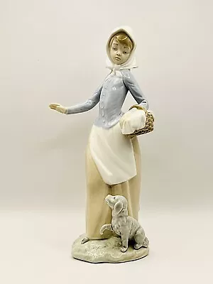 Buy Lladro Nao Girl With Basket & Devoted Puppy Dog #590 Porcelain Figurine Retired • 24£
