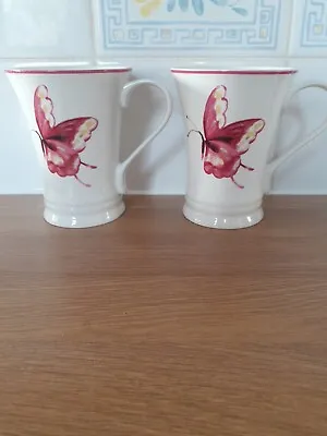 Buy Laura Ashley Fine  China Mugs X 2  Butterfies And Flowers Pattern  • 14£
