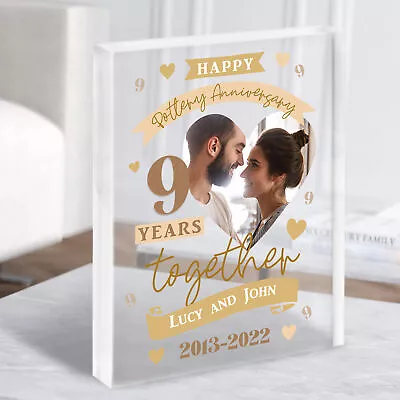 Buy 9 Years Together 9th Wedding Anniversary Pottery Photo Gift Acrylic Block • 33.95£