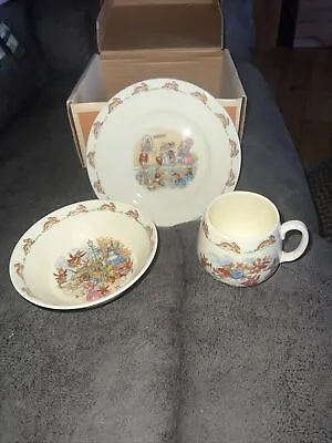 Buy Royal Doulton Bunnykins Peter Rabbit Set Plate, Bowl & Cup. Cup Has Been Glued • 19.28£