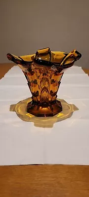 Buy Heavy Art Deco Amber Glass Vase  • 10£