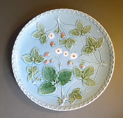 Buy Antique - Vintage Zell , Germany Majolica Wild Strawberry Pattern Plate • 35£