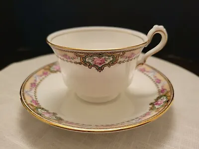 Buy Cauldon China Tea Cup & Saucer White W/ Pink Rose Floral Swag W/ Gold Trim Engla • 14.43£