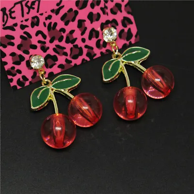 Buy Red Enamel Cute Fruit Cherry Crystal Fashion Women Stand Jewelry Earring • 2.81£