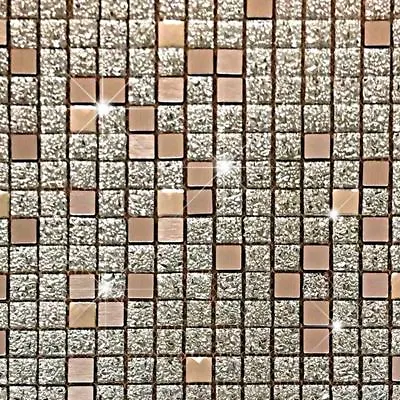 Buy Aluminium Crystal Glass Effect Square Mosaic Tiles Walls Floors Bathroom Kitchen • 1.99£