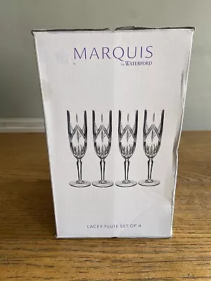 Buy Waterford Crystal 4 X Marquis Champagne Flutes In The Lacey Pattern Scuffed Box • 23.99£