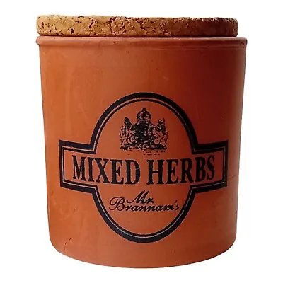 Buy Mr Brannam's Pottery  Mixed Herb Terracotta Cannister Jar .Cork Lid. Vintage • 6.95£