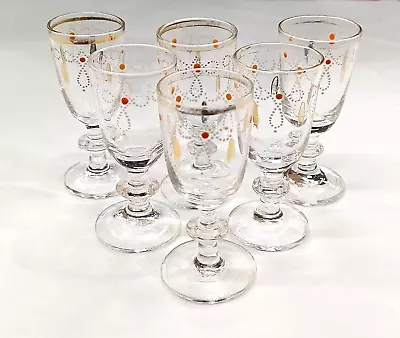 Buy Antique Handmade Liquor Glasses / Set Of 6 / Hand Enamelled / French ?? • 24.99£