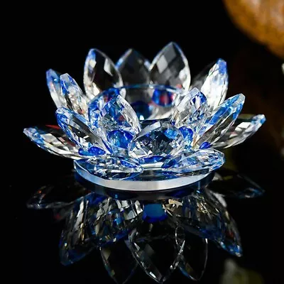 Buy Crystal Glass Lotus Flower Candle Holder Elegant Centerpiece Tealight Candle • 16.98£