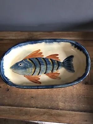 Buy Medium Slipware Studio Pottery Fish Dish . • 28£