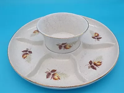 Buy Kernewek Cornish Pottery Autumn Rose Vintage  Serving Dipping Plate & Dip Dish • 12.99£