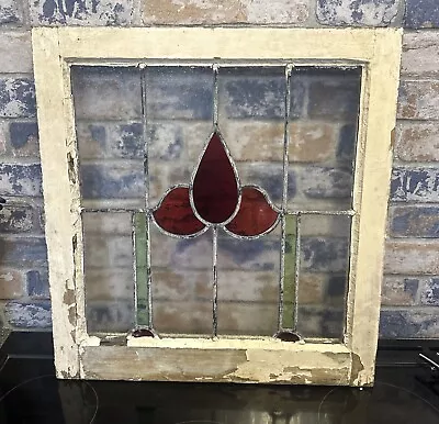 Buy Vintage Leaded Stained Glass Art Nouveau Style Window Panel As Found • 55£