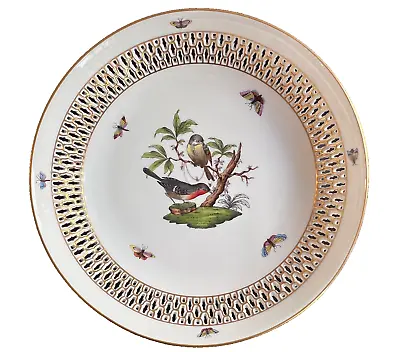 Buy Herend Rothschild Bird Reticulated 9.75  Serving Bowl 7501/RO Mint Rare • 265.66£