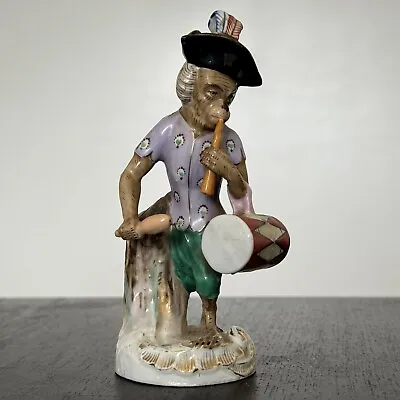 Buy Antique Dresden Monkey Band Drummer Porcelain Figurine Scissor Mark • 112.37£