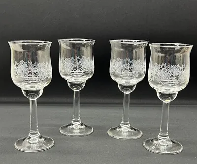 Buy Fostoria Etched Crystal Small White Wine Sherry Glasses 6.25” Vintage Set Of 4 • 38.41£