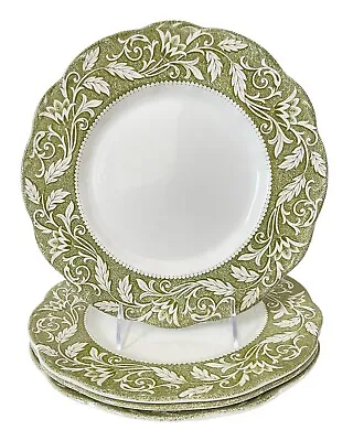 Buy Renaissance Green English Staffordshire Transferware Dinner Plates . Set Of 4 • 75.04£