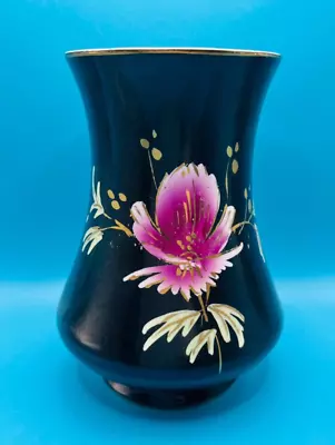 Buy 1930s Porcelain Kiralpo Ware Black Vase With Handpainted Flowers K & Co. England • 9.99£