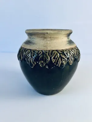 Buy Vintage Hosley Pottery Green Raised Leaf Design Flower Vase Planter Beauty MCM • 30.81£
