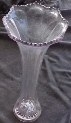 Buy Beautiful Vintage Tall Glass Vase - Light Amethyst Color - BEAUTIFUL FLARED RIM • 47.41£