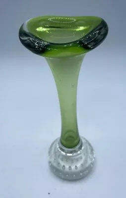Buy Vase Jack In The Pulpit Handblown Glass Spill Green Art 7   Vintage Piece • 19.55£