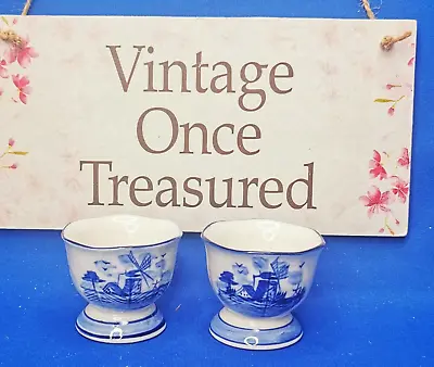Buy 2x DELFT BLUE EGG CUPS * Vintage Matching Pair * Hand Painted * VGC • 13.75£